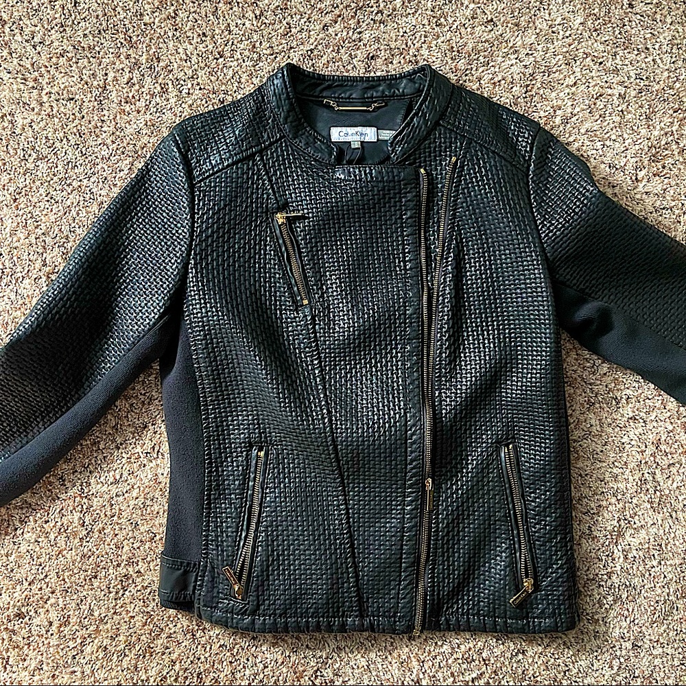 Calvin Klein Leather Jacket with Gold Decals